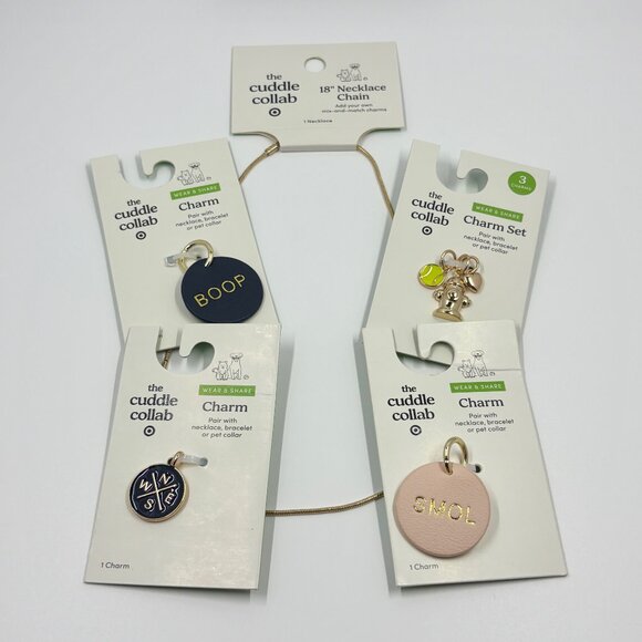 NWT Cuddle Collab Target Dog Collar Charms Matching Necklace Set Smol Boop Gold - Picture 2 of 10